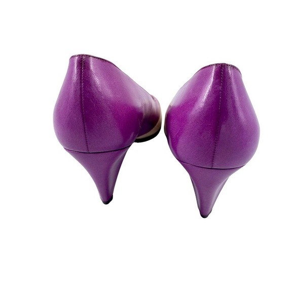 Vintage Bruno Magli Women’s Pumps Heels Purple Cream Made in Italy Sz 5.5 B 36 - Picture 6 of 8